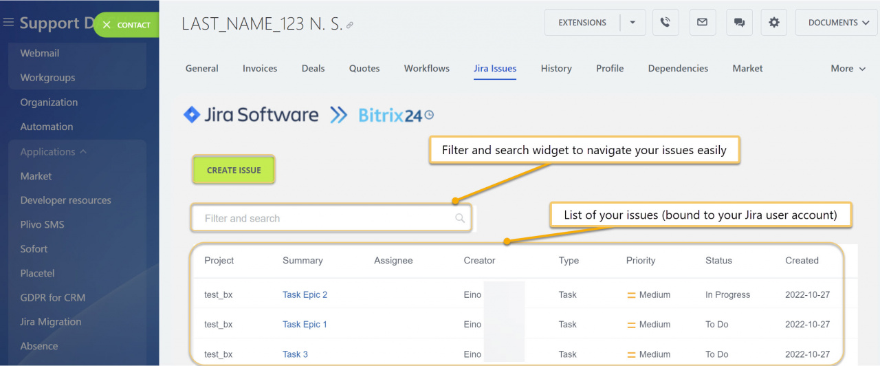 Jira integration app